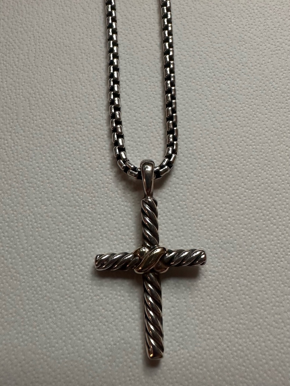 David Yurman đź©¶ Petite X Cross Pendant Necklace - 925 Sterling & Gold- gorgeous! - Picture 2 of 10